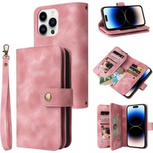 Forestl Digital Iphone 15 Pro Max Case Zipper Cep Pu Deri Cüzdan Telefon Kapağı Straps-Pink ile (Yurt Dışından)