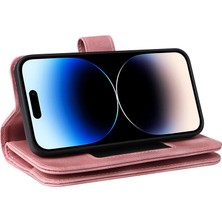 Forestl Digital Iphone 15 Pro Max Case Zipper Cep Pu Deri Cüzdan Telefon Kapağı Straps-Pink ile (Yurt Dışından)