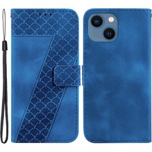 Forestl Digital Iphone 15 Pro Max Için Maksimum 7 Şekilli Desen Pu Deri Telefon Kılıfı Stand Kapağı Cüzdan Flip Telefon Kapak-Dark Mavi (Yurt Dışından)