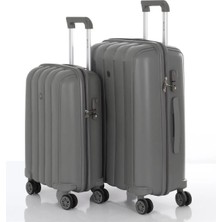 Mçs Kırılmaz Polipropilen 2'li Valiz Seti Orta & Kabin Gri V305