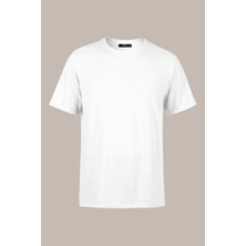 Mmetalic MmetalicErkek Beyaz T- Shirt Regular Fit Rahat Kesim Bisiklet Yaka Basic Tişört