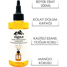 Ilgaz 2'li Set Mango Bambu Yedek Likit Yedek Şişe 200 ml+ Mango Çubuklu Oda Kokusu  110 ml