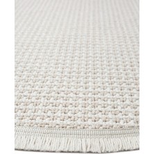 Eliz Home Beyaz Bej Yumuşak Dokulu Yuvarlak Halı Kilim Mutfak Koridor Yolluk Dokuma Makine Halısı 006 Daire