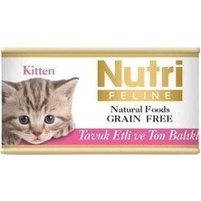 Nutri Feline Tahılsız Tavuk Etli ve Ton Balıklı Kitten Yavru Kedi Yaş Maması 85GRX12ADET Konserve