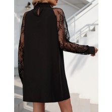 Civarda Moda Uzun Kollu Tül Detay Sandy Mini Boy Elbise