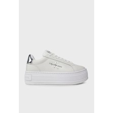 Calvin Klein Logolu  Deri Platform Topuk Sneaker Ayakkabı YW0YW0145701V Kadın Ayakkabı YW0YW01457 01V
