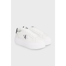 Calvin Klein Logolu Platform Topuk Deri Sneaker Ayakkabı YW0YW0143101W Kadın Ayakkabı YW0YW01431 01W