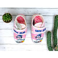 Yaman Trend Kız Çocuk Pembe Beyaz Anaokul Kreş Ayakkabısı Panduf Babet Kaydırmaz Ortopedik Taban Yıkanabilir