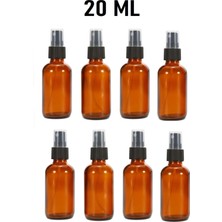 JUNİBELİW 8 Adet Çok Amaçlı Amber 20ML Siyah Sprey Fısfıs Kolonya Dezenfektan Cam Şişe 8X20ML