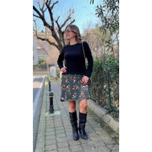 Bebe Plus Saten Etekli Triko Elbise