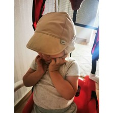 Yorni Flap Lejyoner, Ense Korumalı, Boyundan Bağlamalı, Çocuk Bebek Güneş Şapka, Ekoteks 100 Sertifikalı Bej