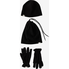 Altınyıldız Classics Erkek Siyah Polar Bere Boyunluk Eldiven Set