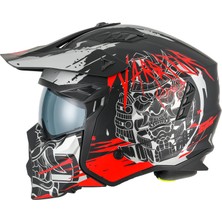 Sway X1-X Seul Çene Çıkarılır Matt Warrıor Black Grey Red Modüler Kask