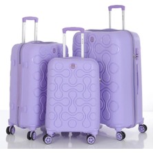 Mçs Kırılmaz Polipropilen 3'lü Valiz Seti Büyük & Orta & Kabin Lila V376