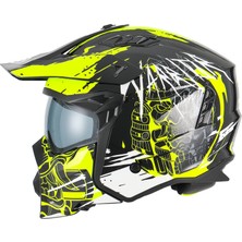 Sway X1-X Seul Çene Çıkarılır Matt Warrıor Black Yellow Modüler Kask