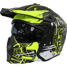 Sway X1-X Seul Çene Çıkarılır Matt Warrıor Black Yellow Modüler Kask