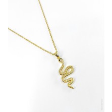 Bear & Pear Zirkon Taşlı Yılan Gold Kolye
