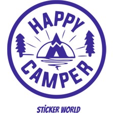 Sticker World Happy Camper Mutlu Kampçı Sticker 15*15 cm Lacivert