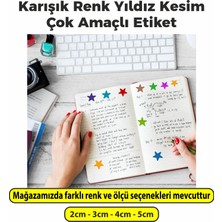 Sticker Design Yıldız Kesimli Karışık Renkli Çok Amaçlı Etiket 2cm - 500 Adet