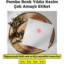 Sticker Design Yıldız Kesimli Pembe Renkli Çok Amaçlı Etiket (4cm - 500 Adet)