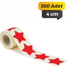 Sb Store Yıldız Kesimli Kırmızı Renkli Çok Amaçlı Etiket (4cm - 500 Adet)