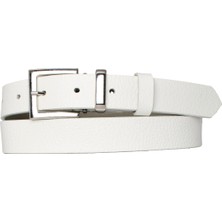 Goderi Deri, Gümüş Takım Tokalı 3 cm Süt Beyaz Kadın Kemeri; Elbise, Pantolon Kemeri=3cm-Kdn-48