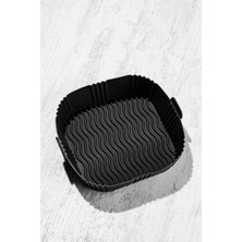 Vienev Katlanır Silikon Pişirme Kalıbı  Airfryer Aksesuar Tüm Fritözlere Uyumlu Siyah