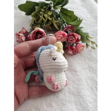 Deren Pecunia Amigurumi Mini Unicorn Oyuncak Anahtarlık, Çanta Süsü ( 6 cm - 1 Adet )