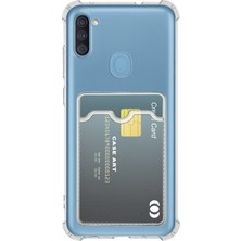 Caseart Samsung Galaxy A11 Kapak Kamera Korumalı Kartlıklı Darbe Emici Özellikli Şeffaf Silikon Kılıf