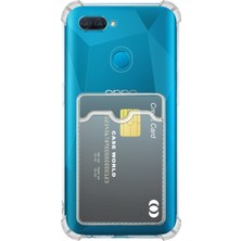 Case World Caseworld Oppo A5S Kapak Kamera Korumalı Kartlıklı Darbe Emici Özellikli Şeffaf Silikon Kılıf