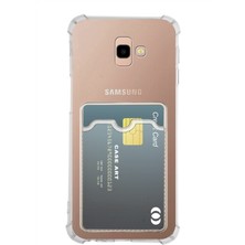 Caseart Samsung Galaxy J4 Plus Kapak Kamera Korumalı Kartlıklı Darbe Emici Özellikli Şeffaf Silikon Kılıf