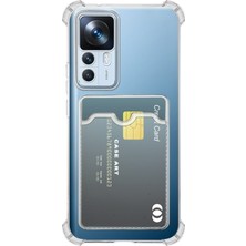 Caseart Xiaomi Mi 12T Pro Kapak Kamera Korumalı Kartlıklı Darbe Emici Özellikli Şeffaf Silikon Kılıf