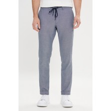 ALTINYILDIZ CLASSICS Erkek Lacivert Slim Fit Dar Kesim Yan Cepli Beli Bağlamalı Desenli Pantolon