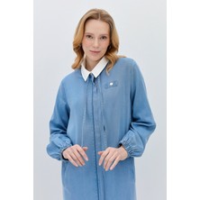 Nihan Bağcık Detaylı Tencel Pardesü  Buz