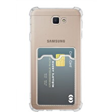 Kzy Samsung Galaxy J7 Prime 2 Kapak Kamera Korumalı Kartlıklı Darbe Emici Özellikli Şeffaf Silikon Kılıf