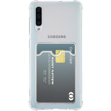 Kzy Samsung Galaxy A50S Kapak Kamera Korumalı Kartlıklı Darbe Emici Özellikli Şeffaf Silikon Kılıf