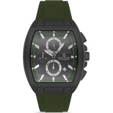 David Guner Gun Kaplamalı Siyah Kadranlı Yeşil Silikon Kordonlu Erkek Kol Saati