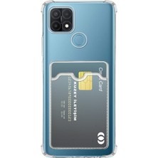 Kzy Oppo A15 Kapak Kamera Korumalı Kartlıklı Darbe Emici Özellikli Şeffaf Silikon Kılıf