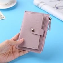 Kecilila Kadın Moda Düz Renk Kredi Kartı Kımlık Kartı Çok Yuvalı Kart Tutucu Bayanlar Rahat Pu Deri Mini Bozuk Para Cüzdanı Cüzdan Kılıf Cep (Yurt Dışından)