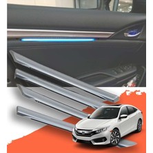 Woodhub Honda Civic Honda Civic Uyumlu Fc5/fk7 Için Işıklı Kapı Iç Çıtası Seti Mavi 2016+