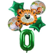 Best Parti Yeşil Rakam Yıldız Kaplan Hayvan Folyo Balon Seti Yaş 0