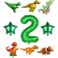 Best Parti Safari Dinazor Hayvanlar Temalı Yeşil Rakam Folyo Balon Seti Yaş 2