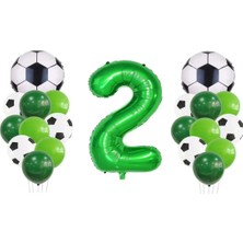 Best Parti 2 Yaş Futbol Temalı Yeşil Rakamlı Balon Seti