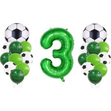Best Parti 3 Yaş Futbol Temalı Yeşil Rakamlı Balon Seti