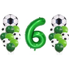 Best Parti 6 Yaş Futbol Temalı Yeşil Rakamlı Balon Seti