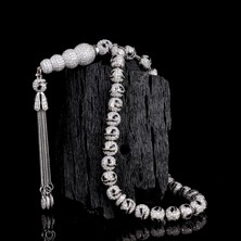 Tesbihsepetim Zirkon Taşlı Siyah Mineli 925 Ayar Gümüş Tesbih