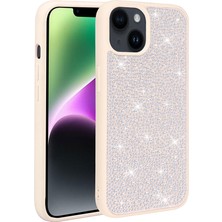 Teleplus Apple iPhone 13 Kılıf Diamond Parlak Taşlı Ston Kapak Silikon Beyaz