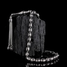 Tesbihsepetim Arpa Kesim Siyah Renk Mineli 925 Ayar Gümüş Tesbih