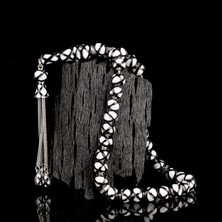 Tesbihsepetim Siyah Beyaz Renk Mineli 925 Ayar Gümüş Tesbih