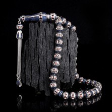 Tesbihsepetim Lacivert Renk Zirkon Taşlı 925 Ayar Gümüş Tesbih